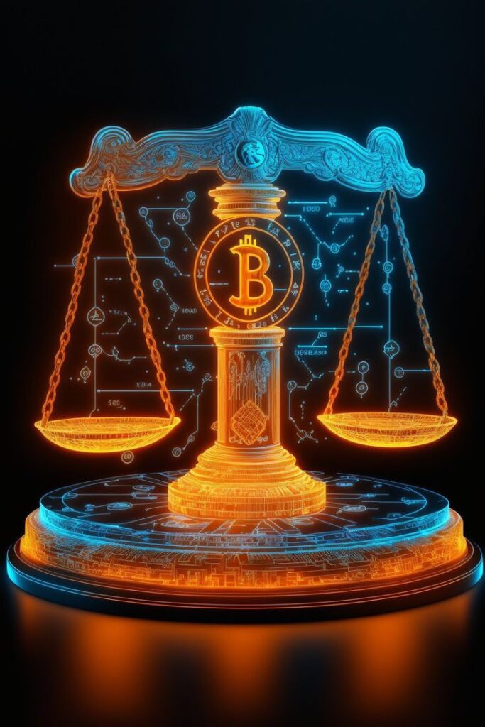 a lit up scale with a bitcoin symbol and diagram